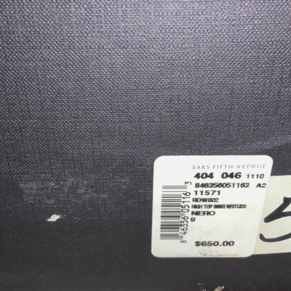 Giuseppe Zanotti Black Studded Sneakers in Size 39 Used Condition With Box - Picture 10 of 12